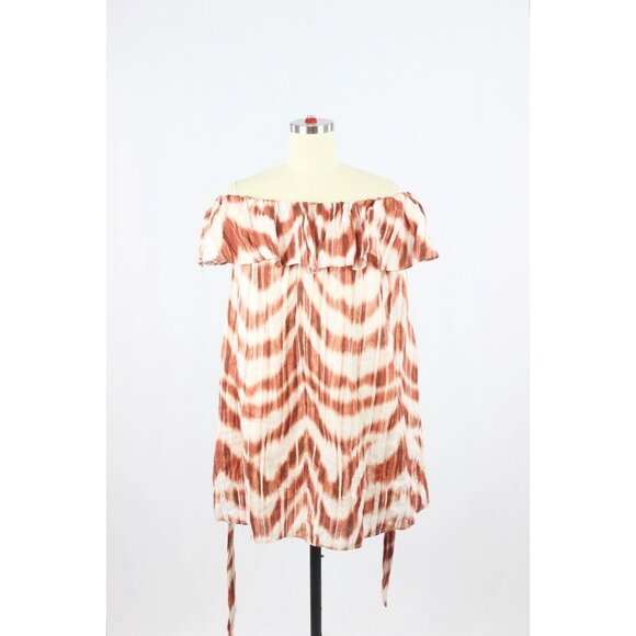 BANANA REPUBLIC Meridian Zebra Print Linen Off Shoulder Ruffle Dress, Size PXS - Picture 8 of 15